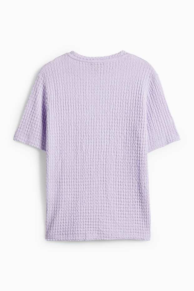 Femmes - T-shirt - regular fit - finition texturée - violet clair