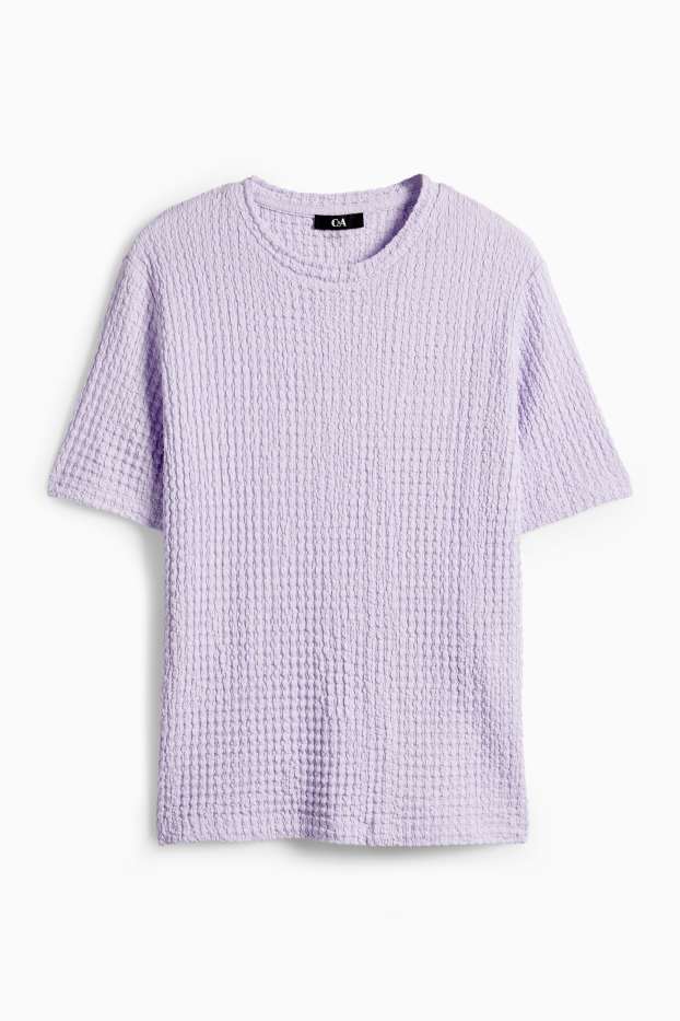 Femmes - T-shirt - regular fit - finition texturée - violet clair