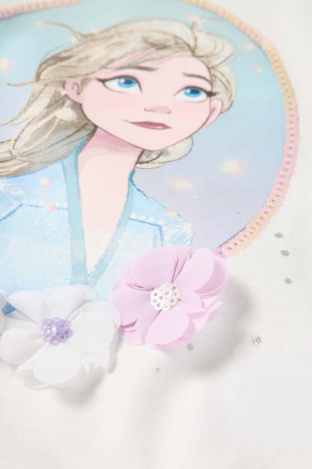 Kinder Mädchen - Die Eiskönigin - Kurzarmshirt - Glanz-Effekt - weiss