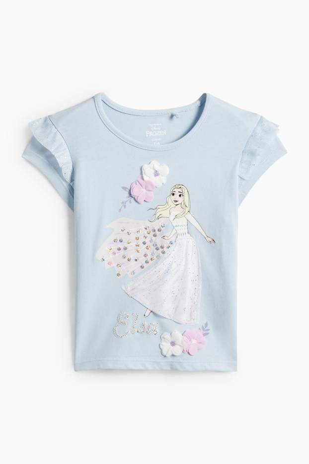 Bambine - Frozen - t-shirt - effetto brillante - azzurro