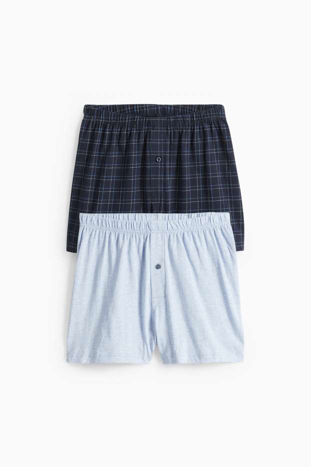 Hommes - Lot de 2 - caleçons - jersey - bleu foncé