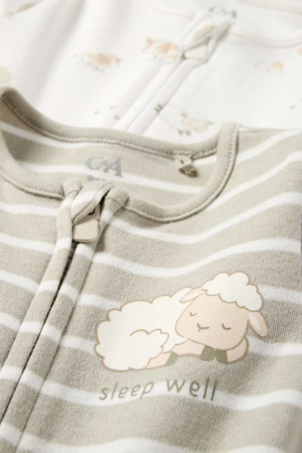 Baby Jungen - Multipack 2er - Schäfchen - Baby-Schlafanzug - grau