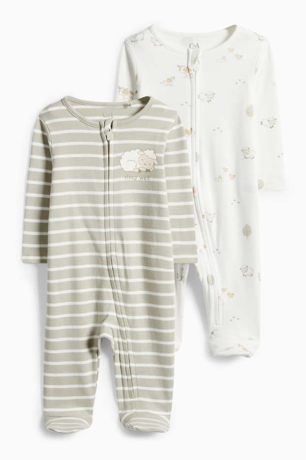 Baby Jungen - Multipack 2er - Schäfchen - Baby-Schlafanzug - grau