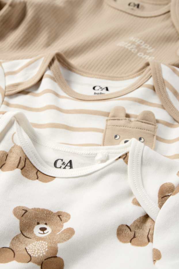 Unisex - Confezione da 3 - peluche - body per neonati - bianco / beige