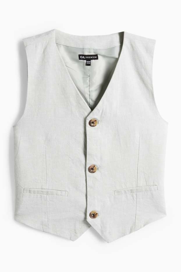 Children Boys - Set - shirt, waistcoat and bow tie - 3 piece - party - white / gray