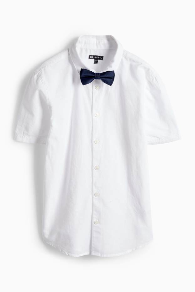 Children Boys - Set - shirt, waistcoat and bow tie - 3 piece - party - white / gray