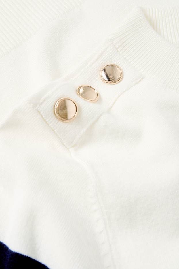 Donna - Maglione - a maniche corte - a righe - bianco / nero