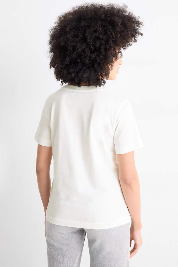 Femmes - T-shirt - regular fit - effet brillant - blanc