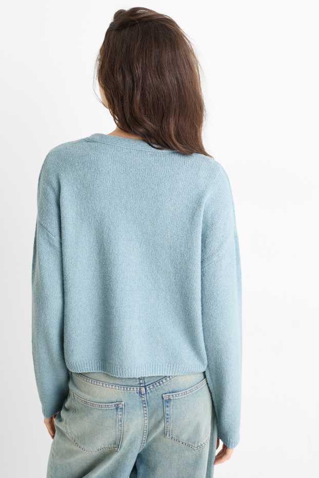 Women - Knitted cardigan - turquoise