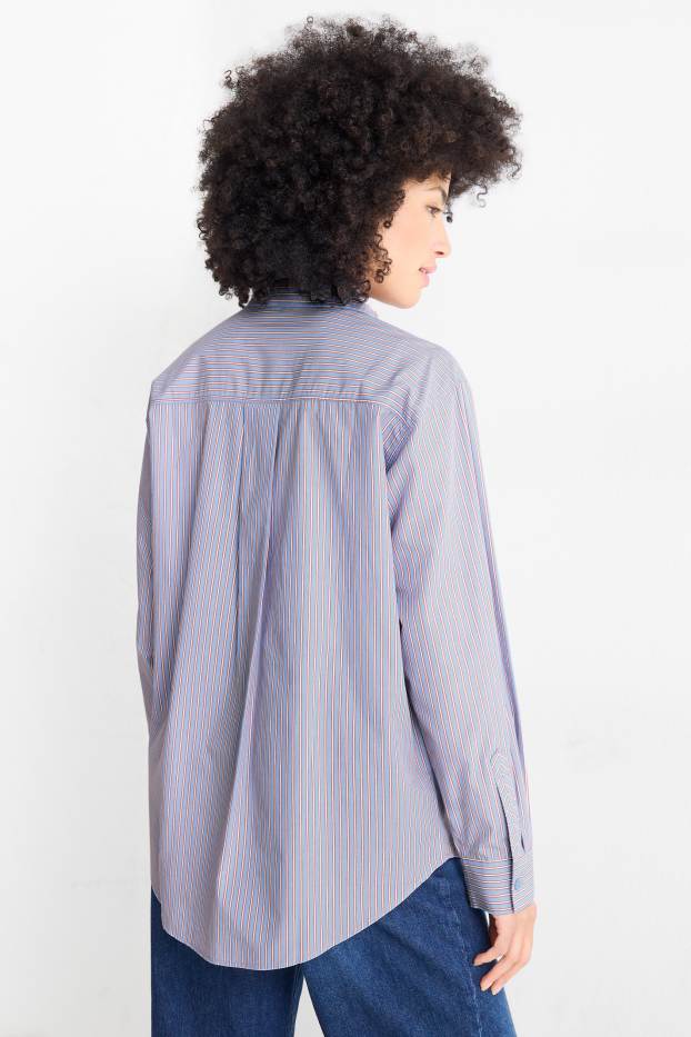 Damen - Bluse - gestreift - hellblau