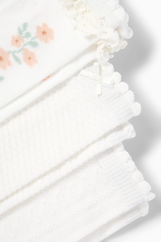 Neonate - Confezione da 3 - calze neonate - fiorellini - bianco