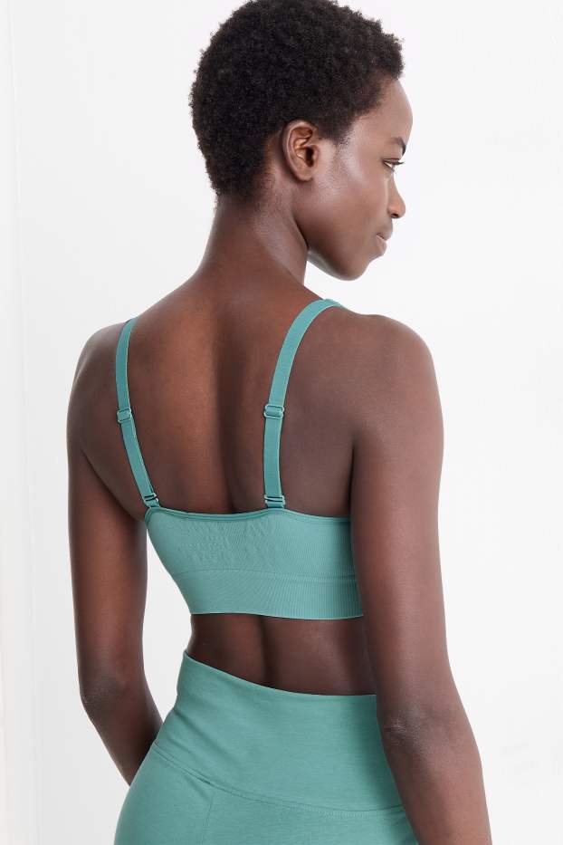 Femmes - Soutien-gorge de sport - ampliforme - finition côtelée - sans coutures - vert