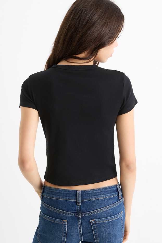 Damen - T-Shirt - Slim Fit - schwarz