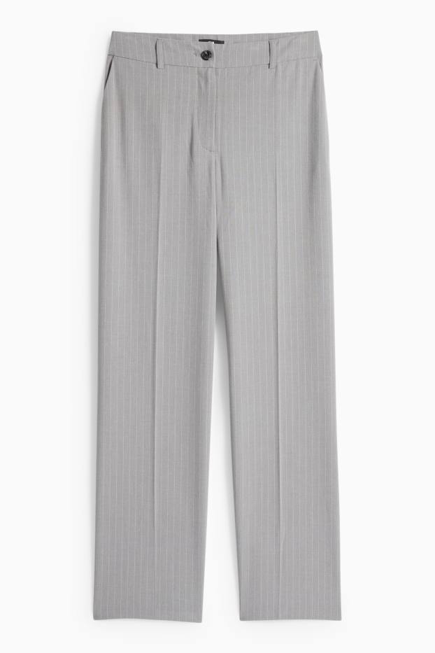 Women - Cloth trousers - mid-rise waist - wide leg - gray