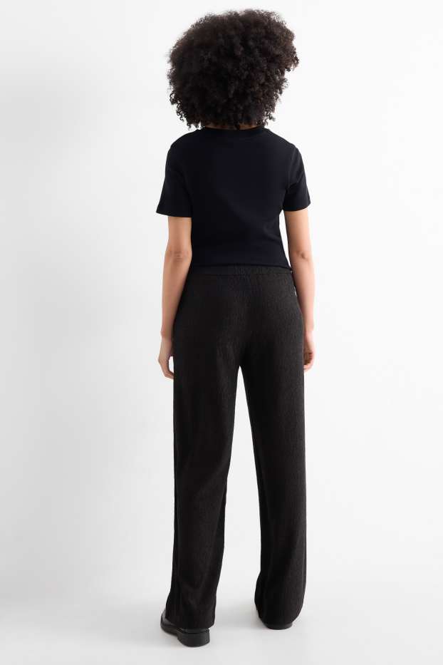 Women - Joggers - textured - black