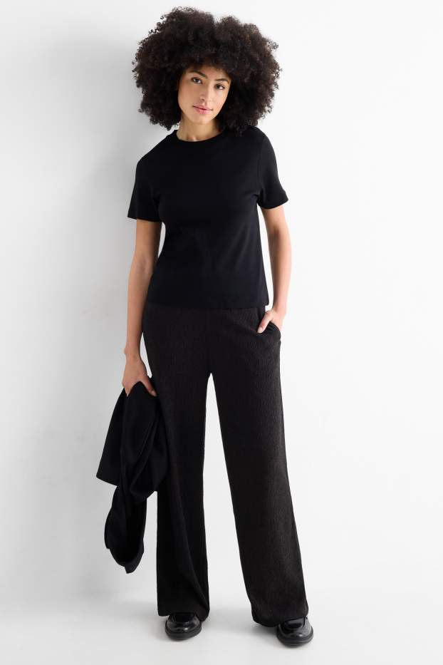 Women - Joggers - textured - black