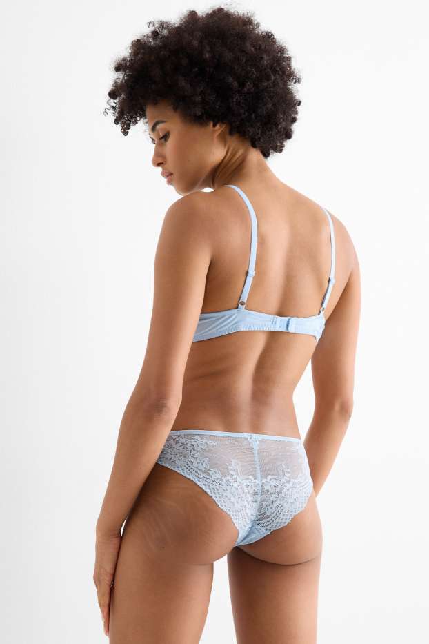 Dames - BH met beugels - PLUNGE - voorgevormd - lichtblauw