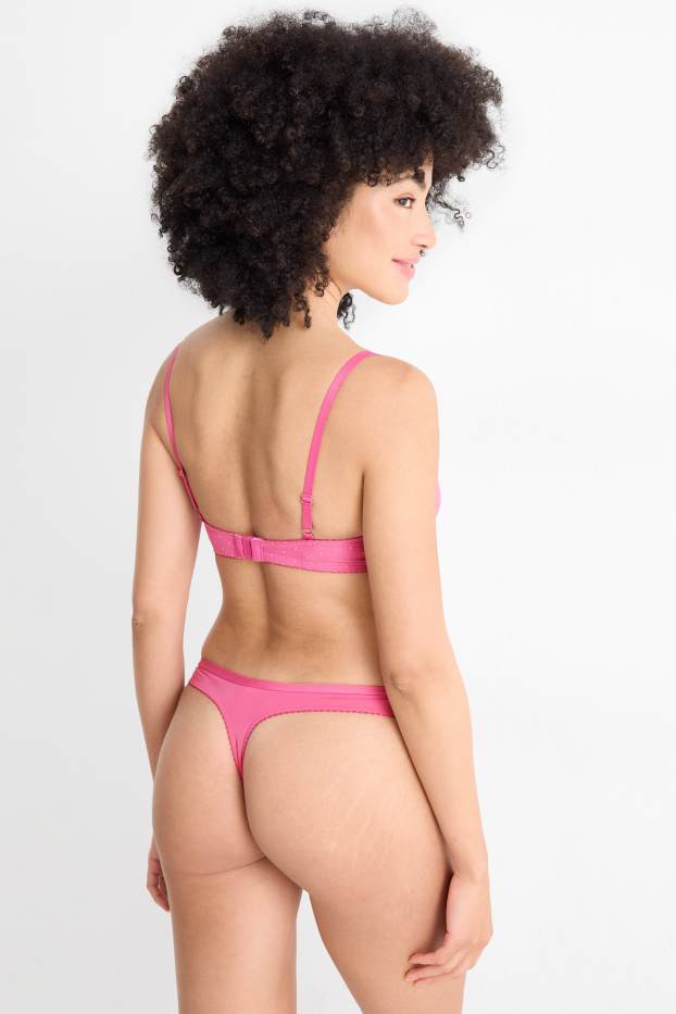 Femmes - String - à pois - rose