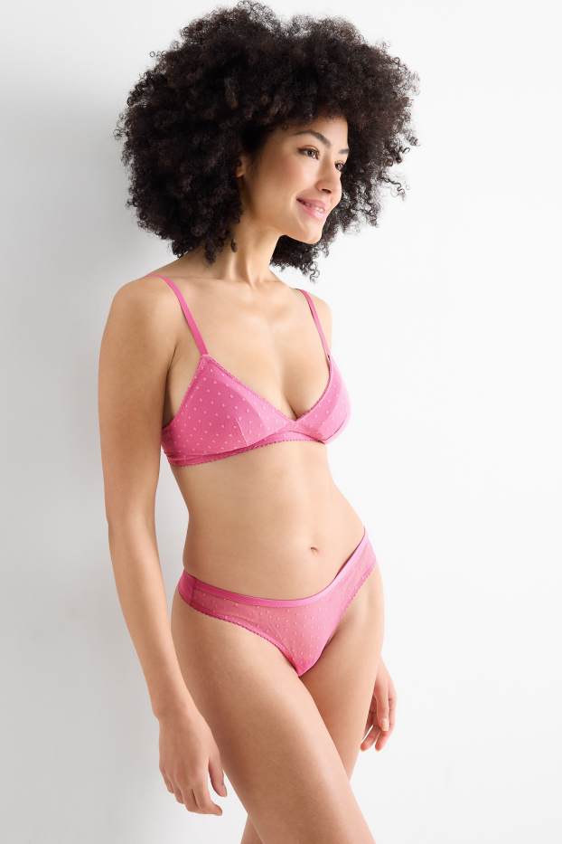 Femmes - String - à pois - rose