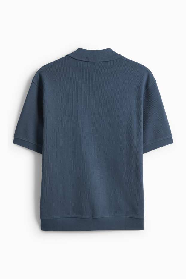 Hommes - Polo en maille - relaxed fit - finition côtelée - turquoise foncé