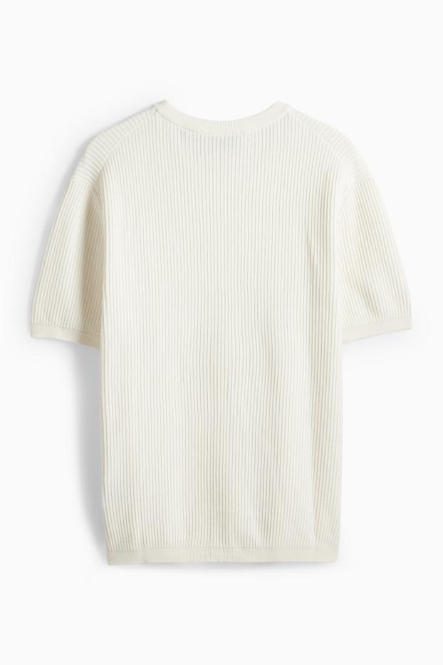 Pánské - Svetr - krémově bílá