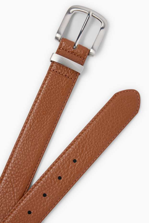 Men - Belt - faux leather - brown
