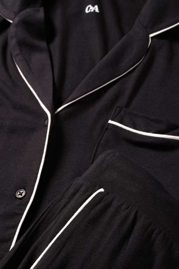 Dames - Pyjama van viscose - zwart