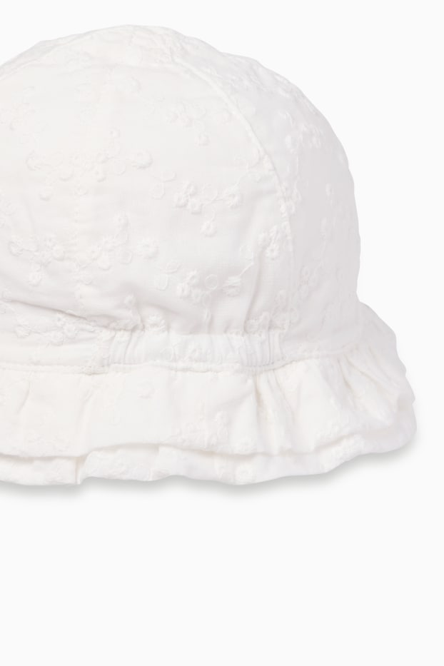 Nadó nena - Barret per a nadó - brodat anglès - blanc