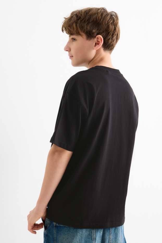 Children Boys - Skateboarder - short sleeve T-shirt - black