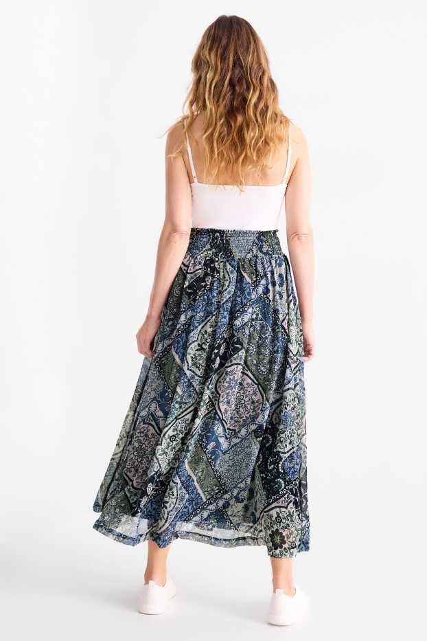 Femmes - Jupe de gaze - à motif - bleu foncé