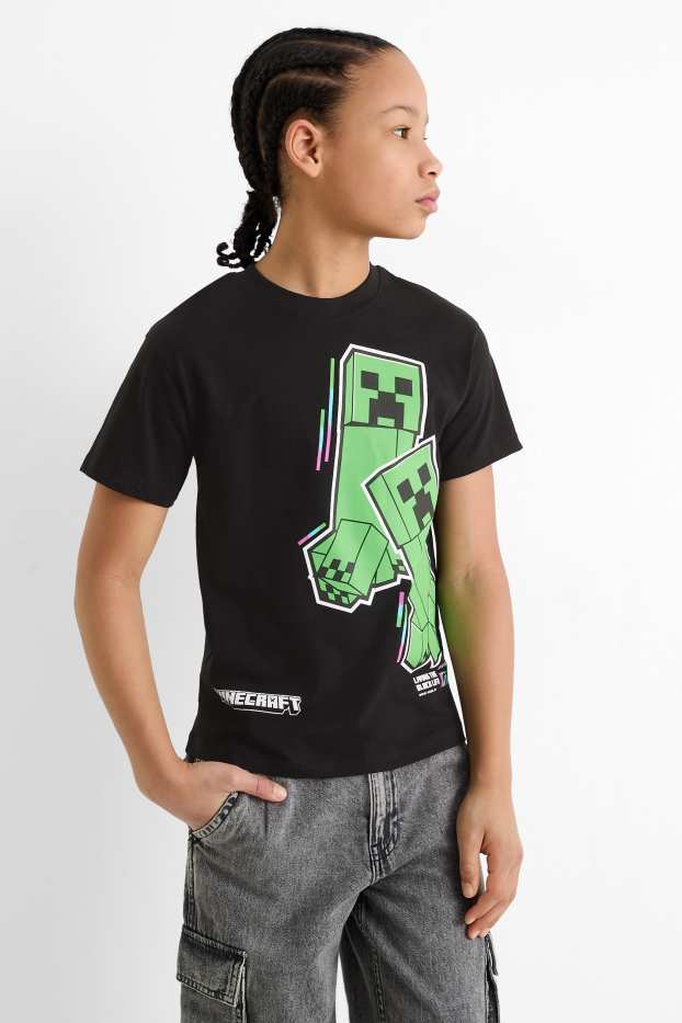 Kinder Jungen - Multipack 2er - Minecraft - Kurzarmshirt - schwarz / weiss