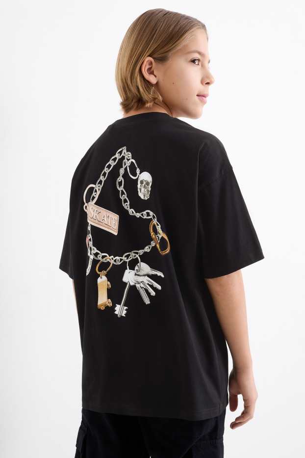 Children Boys - Skateboarder - short sleeve T-shirt - black