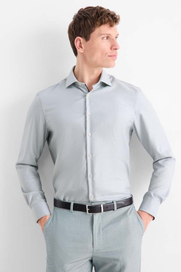 Hommes - Chemise de bureau - regular fit - col cutaway - sans repassage - vert menthe