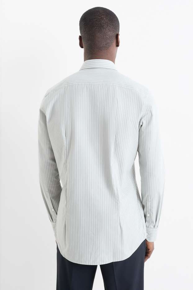 Hommes - Chemise de bureau - slim fit - col kent - facile à repasser - à rayures - vert clair