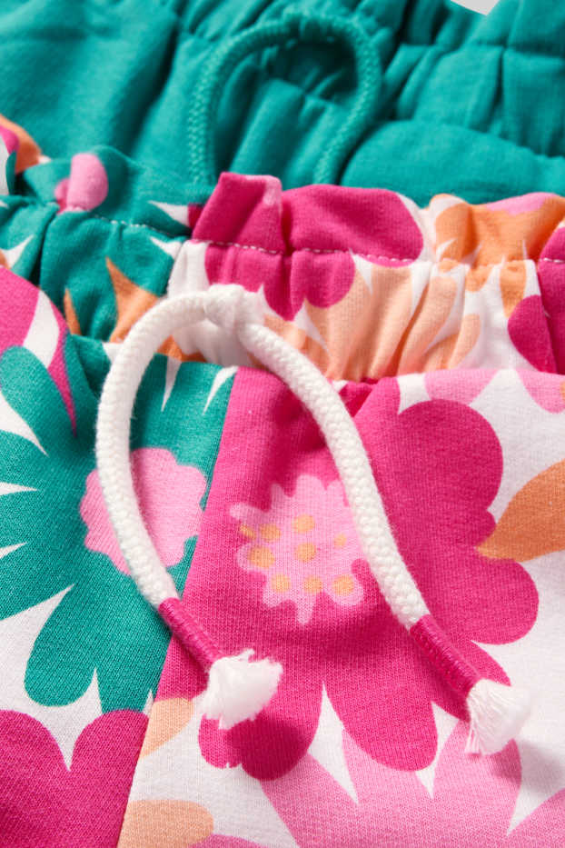 Kinder Mädchen - Multipack 2er - Blume - Sweatshorts - bunt