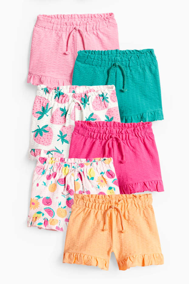 Kinderen: meisjes - Set van 6 - fruit - short - met structuur - gekleurd