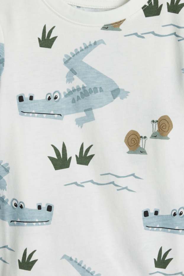 Children Boys - Multipack of 3 - crocodile and snail - short sleeve T-shirt - blue / beige