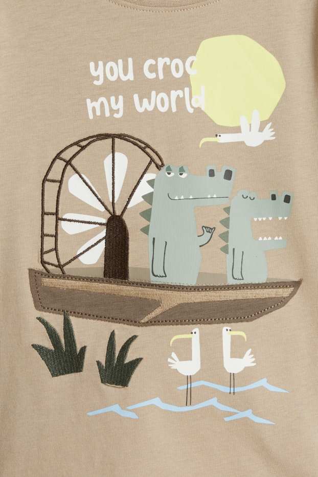 Children Boys - Multipack of 3 - crocodile and snail - short sleeve T-shirt - blue / beige