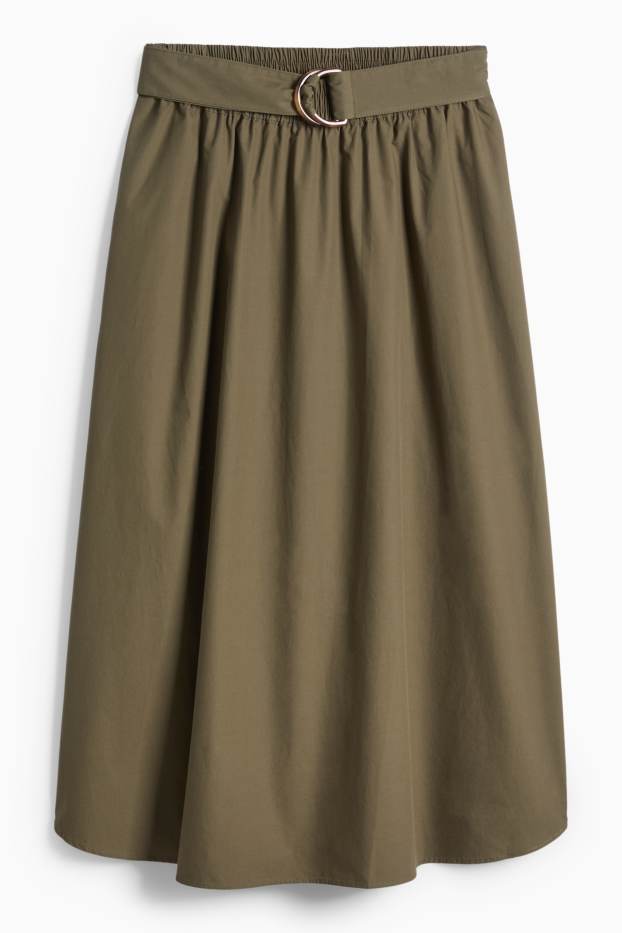 Women - Skirt with belt - dark green