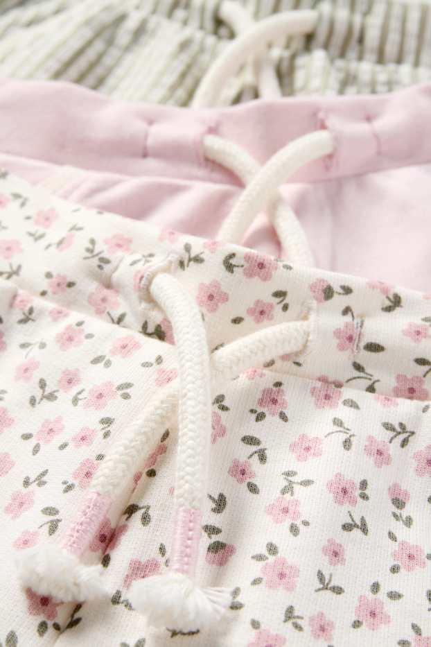 Bébés filles - Lot de 3 - petites fleurs - shorts en molleton pour bébé - blanc / rose