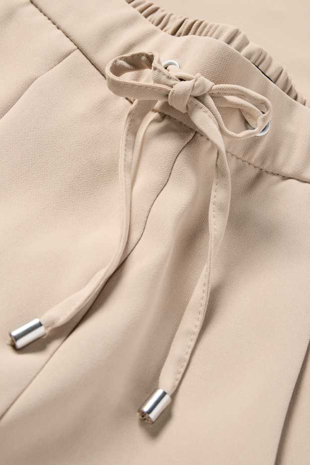 Women - Cloth trousers - mid-rise waist - tapered fit - beige