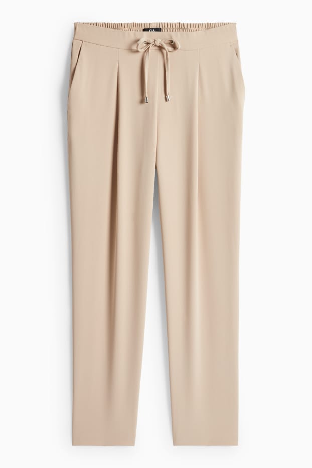 Women - Cloth trousers - mid-rise waist - tapered fit - beige
