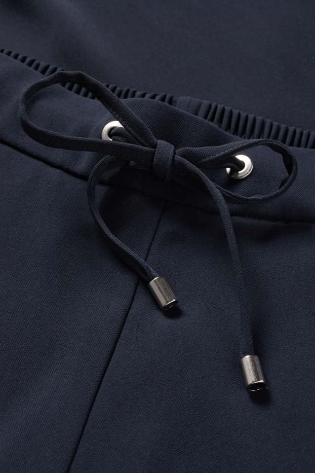 Dámské - Plátěné kalhoty - mid waist - tapered fit - tmavomodrá