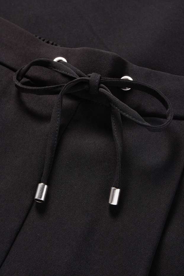 Dámské - Plátěné kalhoty - mid waist - tapered fit - černá