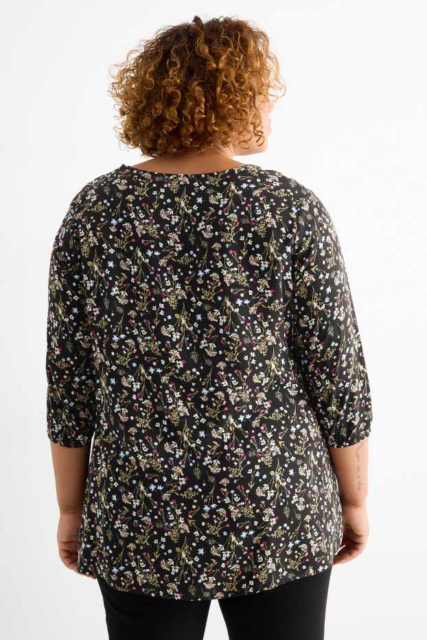 Femmes - Chemisier - à fleurs - noir