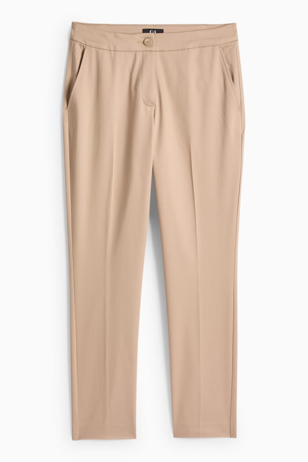Femmes - Pantalon en toile - mid waist - slim fit - beige