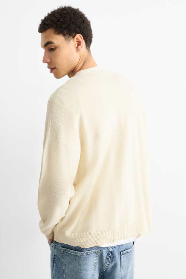 Herren - Strickjacke - strukturiert - hellbeige