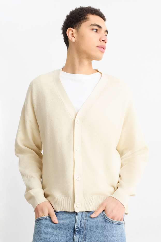 Herren - Strickjacke - strukturiert - hellbeige