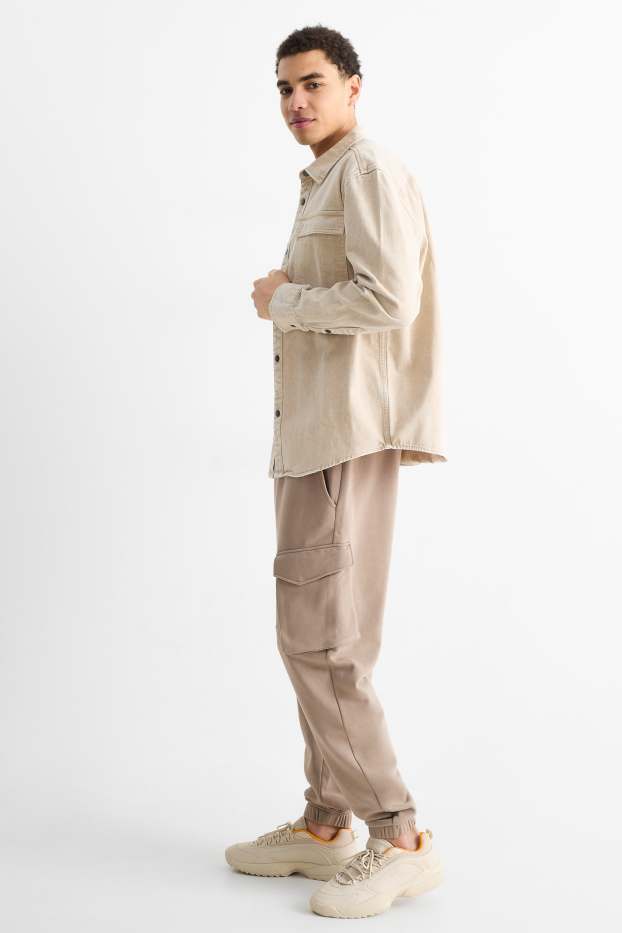 Hommes - Pantalon de jogging cargo - taupe