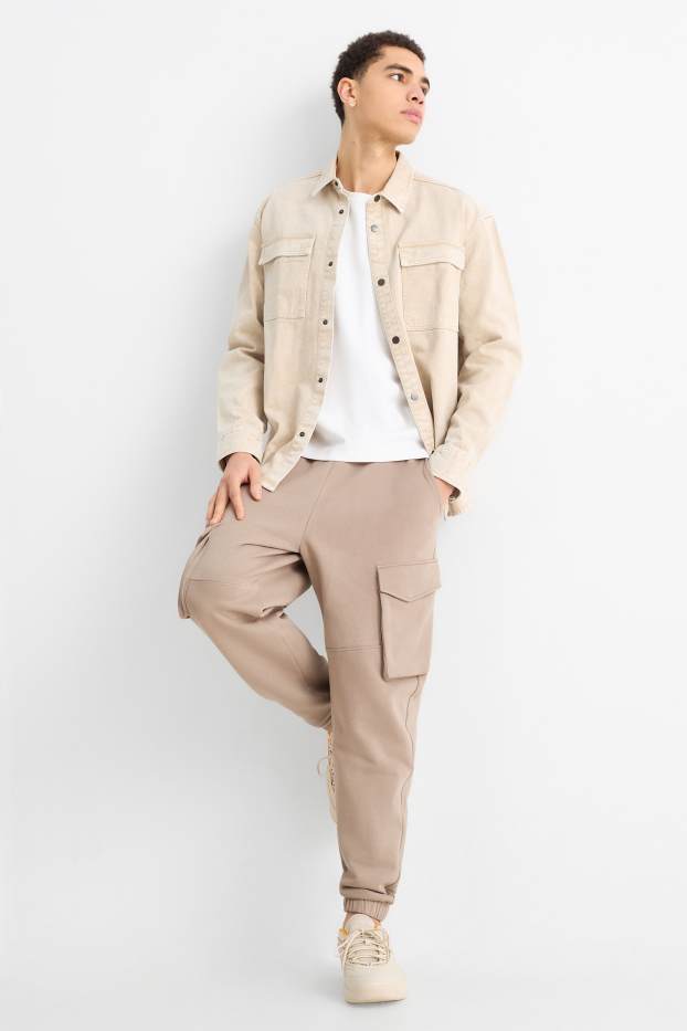 Hommes - Pantalon de jogging cargo - taupe